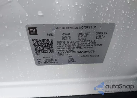 2021 Cadillac Xt6 Fwd Premium Luxury z USA, uszkodzony, nr VIN 1GYKPERS7MZ194379